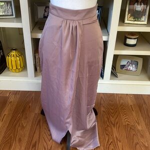 NEW Flounce London Satin Wrap Maxi Skirt w/Slit in Heather Rose Pink Size U.S. 4